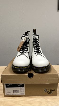 Dr. Martens, Unisex 1460 8 Eye Boot, White Smooth, 11 US Women / 10 US Men