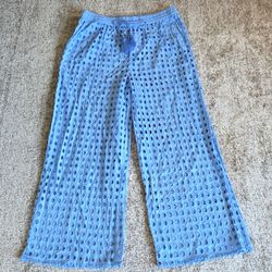 NWT Dotti Eyelet Dot Pattern 100 % Cotton Blue Pants Swim Suit Cover Up Sz XL