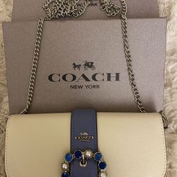 Mothers Day Designer Small Leather Bag Blues Cream 