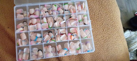 Colorful French Tip Press-On Nails Set