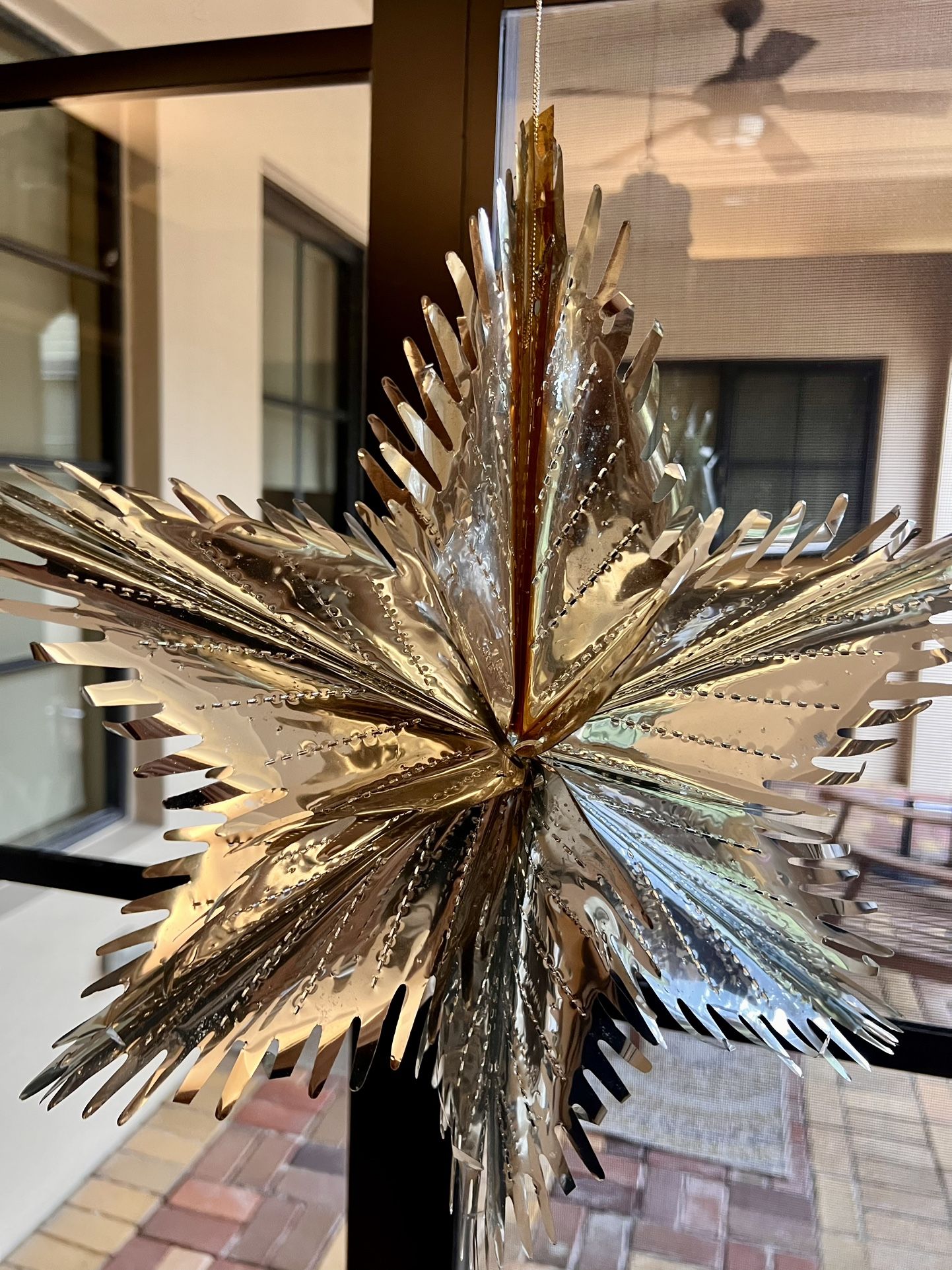 Vintage Christmas Metallic 11 inches open Foil Starburst Atomic Hanging Decoration