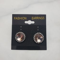 Round plastic Diamond Pink Earring Studs For Pierced Ears Earrings Cute Pastel 