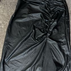 Plus Size 0XL Faux Leather Long Skirt 