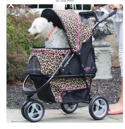 Pink leopard print pet stroller (GEN7 PETS