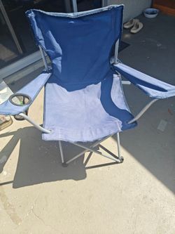 Blue Folding Camp Chair with Cup Holder