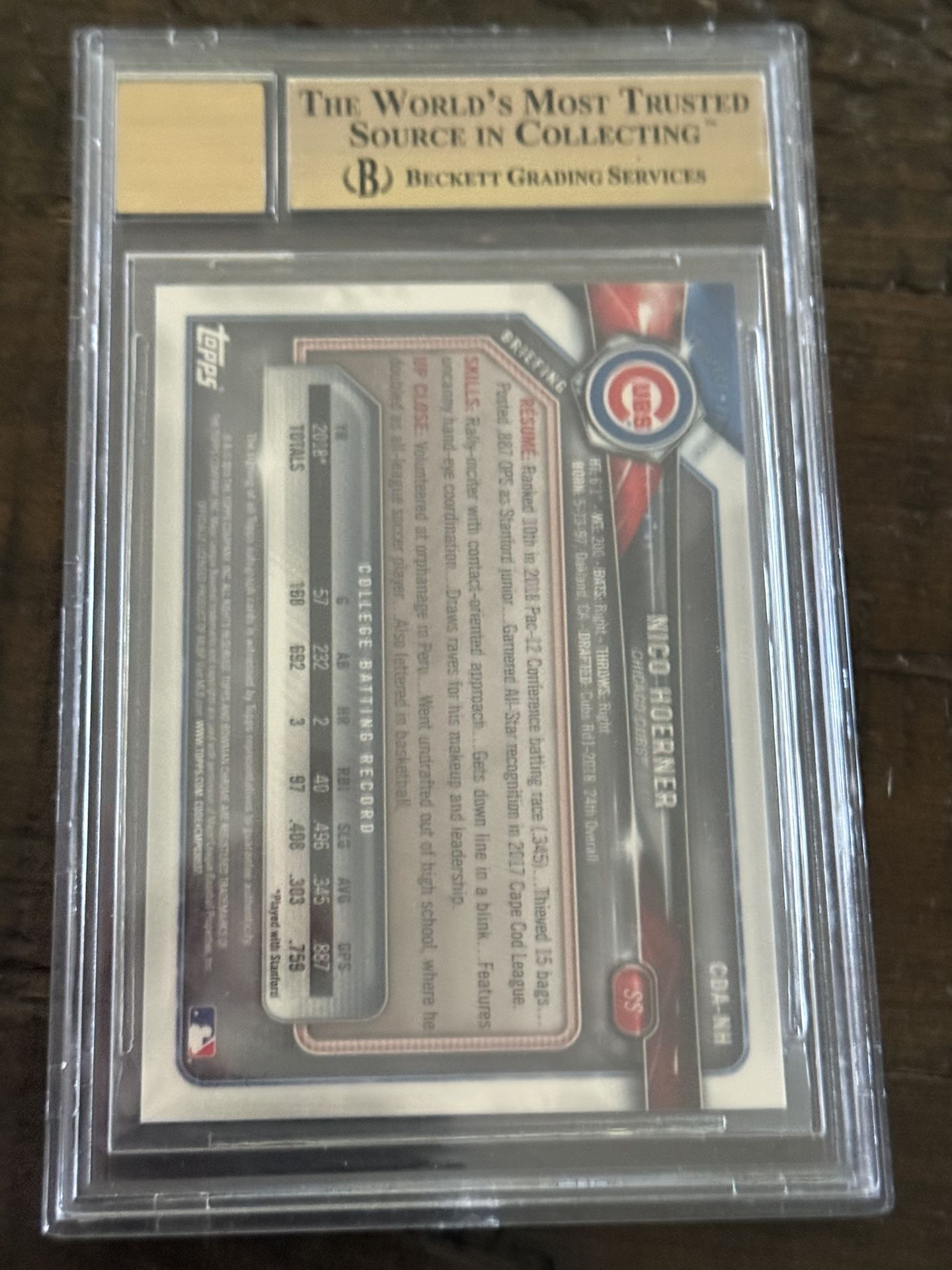 Nico Hoerner Bowman 0 Draft Cubs Signed 1st Auto Chrome Card | PSA 