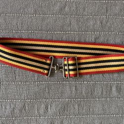 Vintage striped canvas woven web belt – Retro Military Style