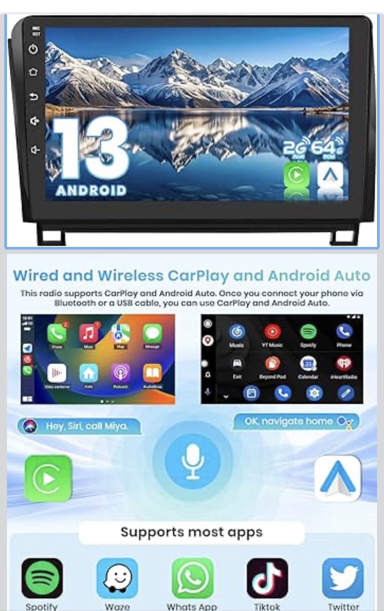 💥 Mega Oferta💥 10.1” Android 13 Car Stereo for Toyota Tundra/Sequoia | CarPlay & Android Auto-(20208)