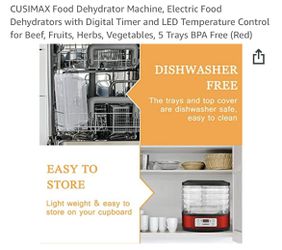 Food Dehydrator Machine, CUSIMAX Electric Dryer Dehydrators for Food with  Digital Timer & LED Temperature Control for Beef Jerky Fruits Meat Herbs