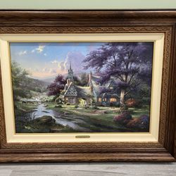 Thomas Kinkade Clocktower Cottage Framed Gallery Proof