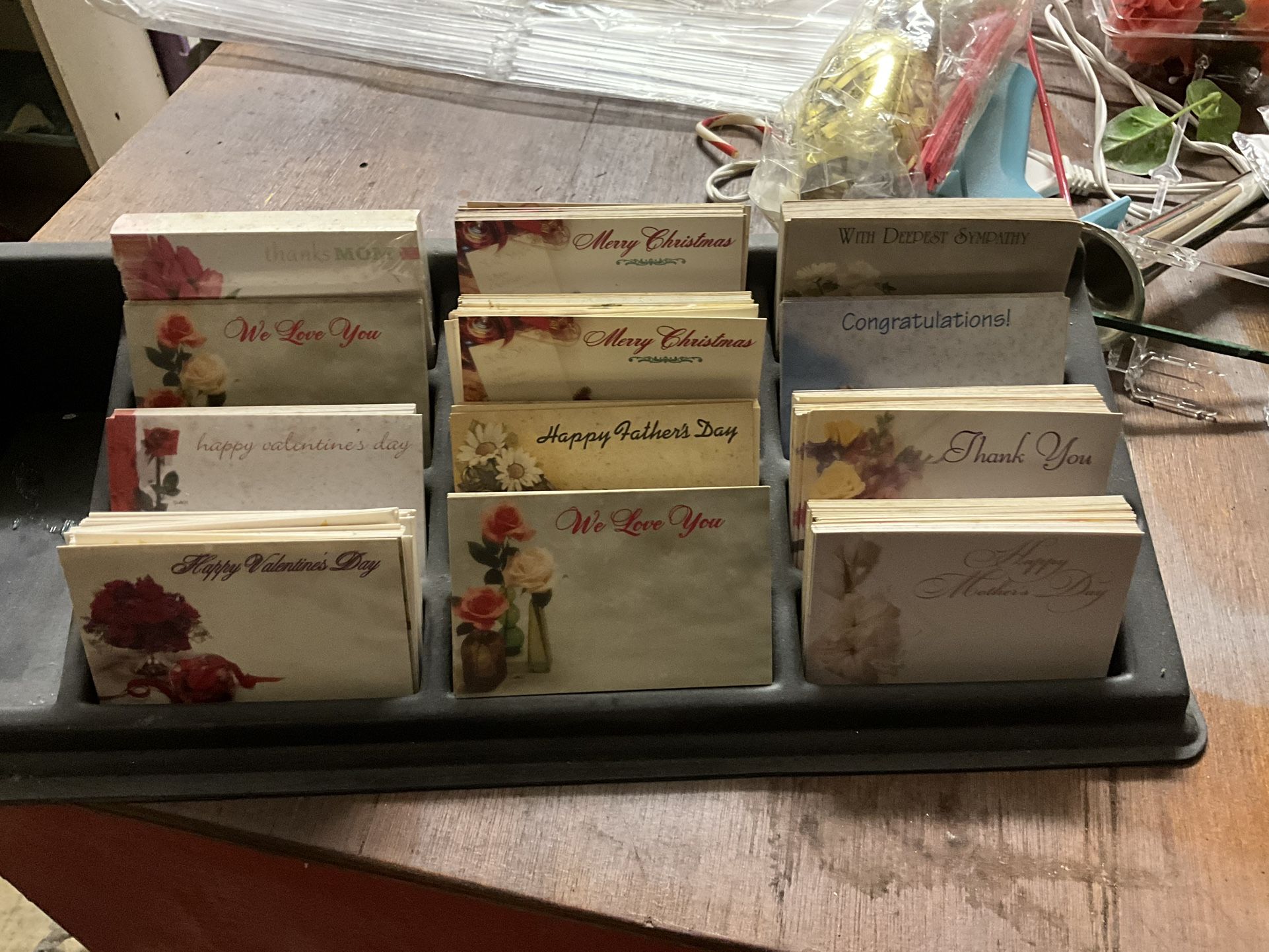 Tray Of Cards For Floral Arrangements