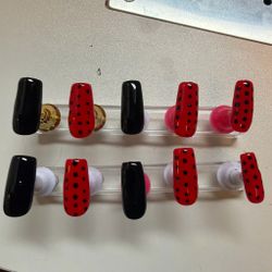 Red and Black Polka Dot Press-On Nails