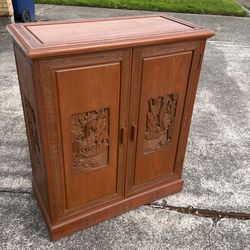 1950s Hard wood carved  mahogany Cabinet
