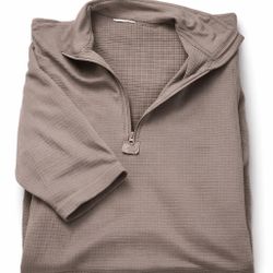 Natural Waffle Quarter Zip  Pullover 