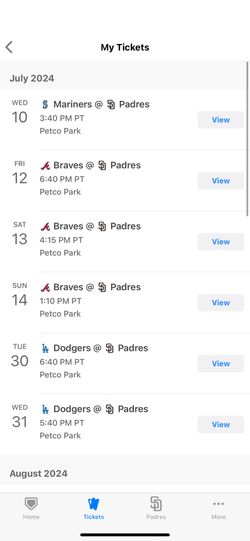 Padres Vs Braves Saturday 7/13 $45 Each 2 Tickets 