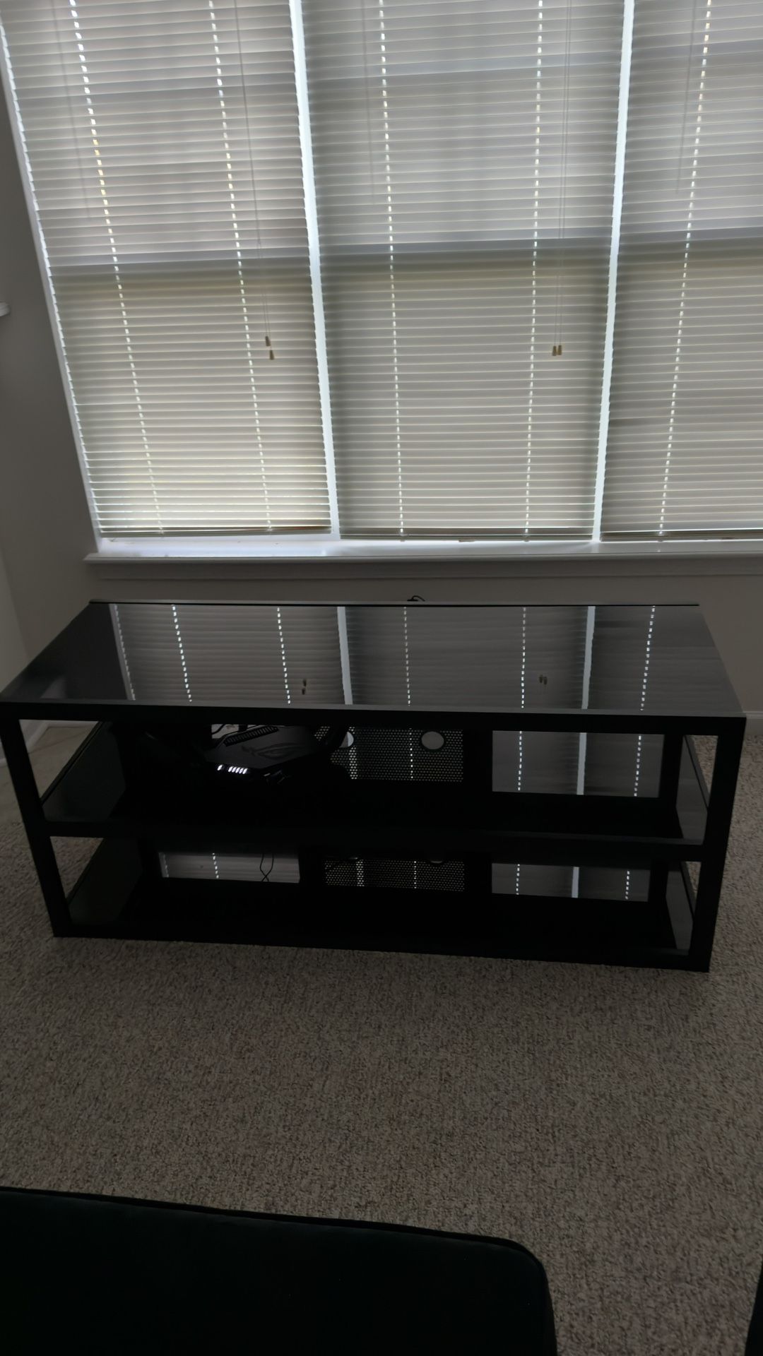 Metal Frame With Glass Shelving Entertainment Stand