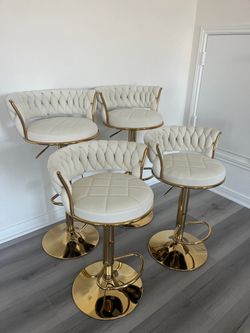 White and Gold Adjustable Bar Stools