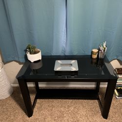 Black Tempered Glass Computer Desk For Home Office