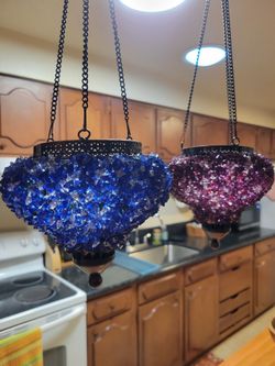 Mosaic Crystal Hanging Pendant Lights Set of 2