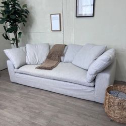 Fast Delivery Available — Restoration Hardware "Cloud Bench-Cushion" Eggshell Deep-Seated Love Seat Sofa Couch