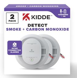 Hardwired Smoke & Carbon Monoxide Detector, AA Battery Backup Smoke Alarm, Interconnectable, LED Warning Light Indicators, 2 Pack