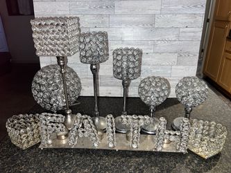 Crystal Bead Candle Holder Decor Set