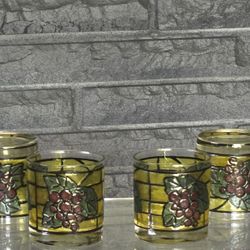 4 Vintage Stained Glass Grapes