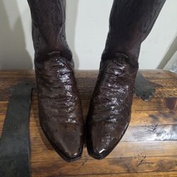 LUCCHESE BRAND FULL QUILL OSTRICH SKIN BOOTS FOR MEN IN NEW CONDITION 