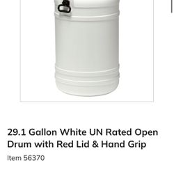 30 Gallon White Open Drum with Red Lid