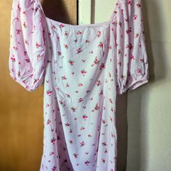 Cute Light Pink And Red Mini Spring Dress 