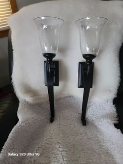 2 Heavy Metal/Glass Wall Sconces