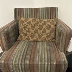 Striped Armchair with Accent Pillow