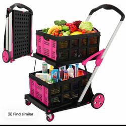 Foldable Shopping Cart (PINK)