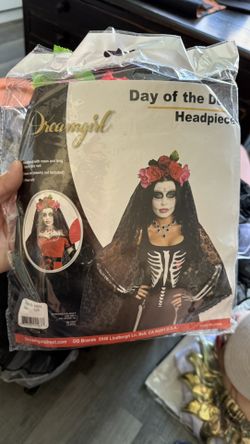 Day Of The Dead Skeleton Costume With Headpiece