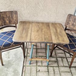 Refinished Vintage Table And Chairs Great For Limited Spaces 