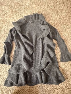 Style & Co Gray Ruffle Open Front Cardigan, Size XL