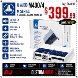 JL Audio Marine M Series 2 3 or 4 Channel Compact Amplifier Class D 800 Watts Max M400/4 🚨 Payment Options Available 🚨 No Credit Needed 🚨