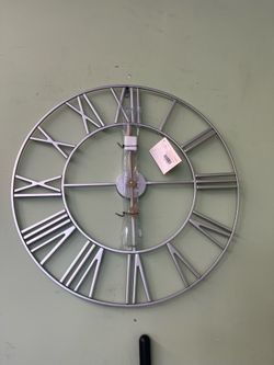 Sorbus 24" Wall Clock Decorative Battery Operated Analog Clock - Silver