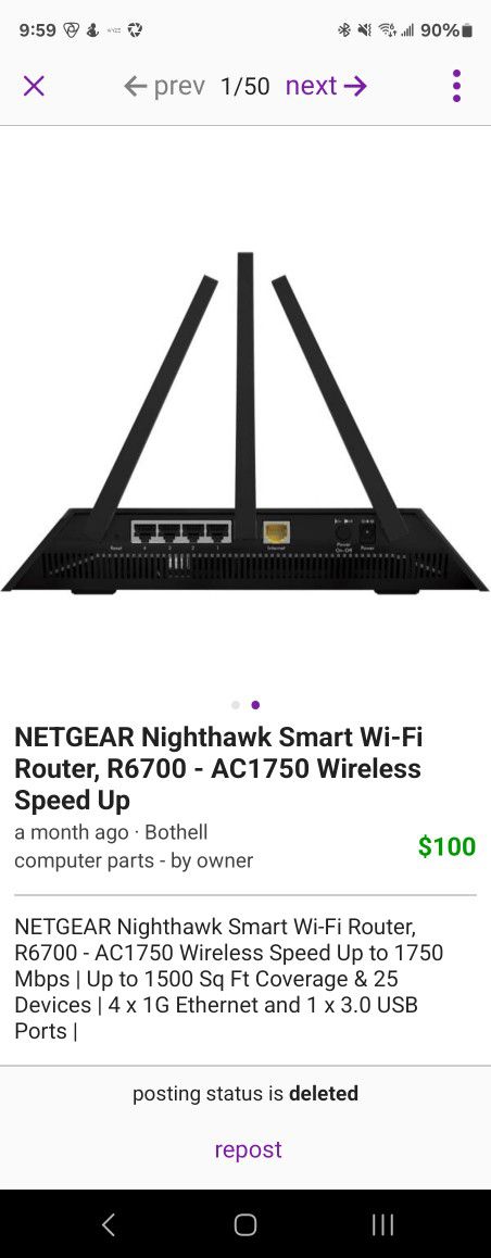 NETGEAR Nighthawk Smart Wi-Fi Router, R6700 - AC1750 Wireless Speed Up