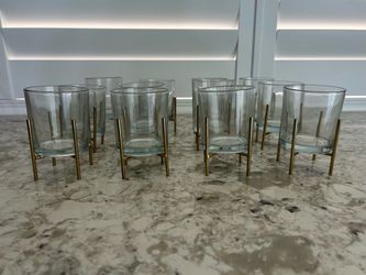 Glass Votive Candle Holders with Gold Metal Stands – Set of 12