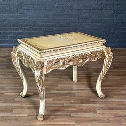 French Rococo Style Gilt & Painted Carved Wood Center Table, c.1950's - Delivery Available 