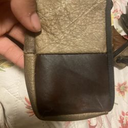 Two-Tone Genuine Cow Leather Pouch - Earth Tones