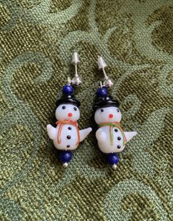 Handmade Snowman Earrings
