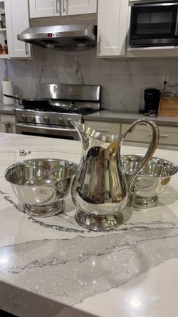Tiffany hand craft Silver-Plated Pitcher and Bowl Set