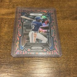 Texas Rangers Sebastian Walcott Rookie Snakeskin Parallel 2024 Panini Prizm Baseball