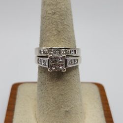 14KT White Gold Día Wedding Set 