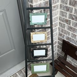 Vintage Leaning Ladder with Frames
