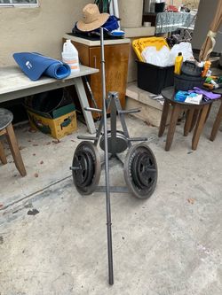 (230lb total) Olympic Weight Set + Plate Rack