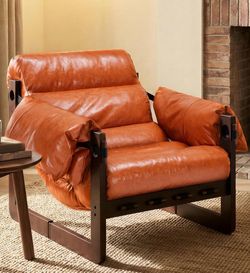 Assembled New Accent Chair, Reading Chair with Solid Wood Frame and Removable Padded Armrests, Upholstered Comfy Chair