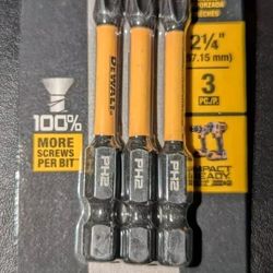 New DEWALT DWAF2PH2IR3 Flextorq 2.25In Phillips #2 - Set Of 3 Bits
